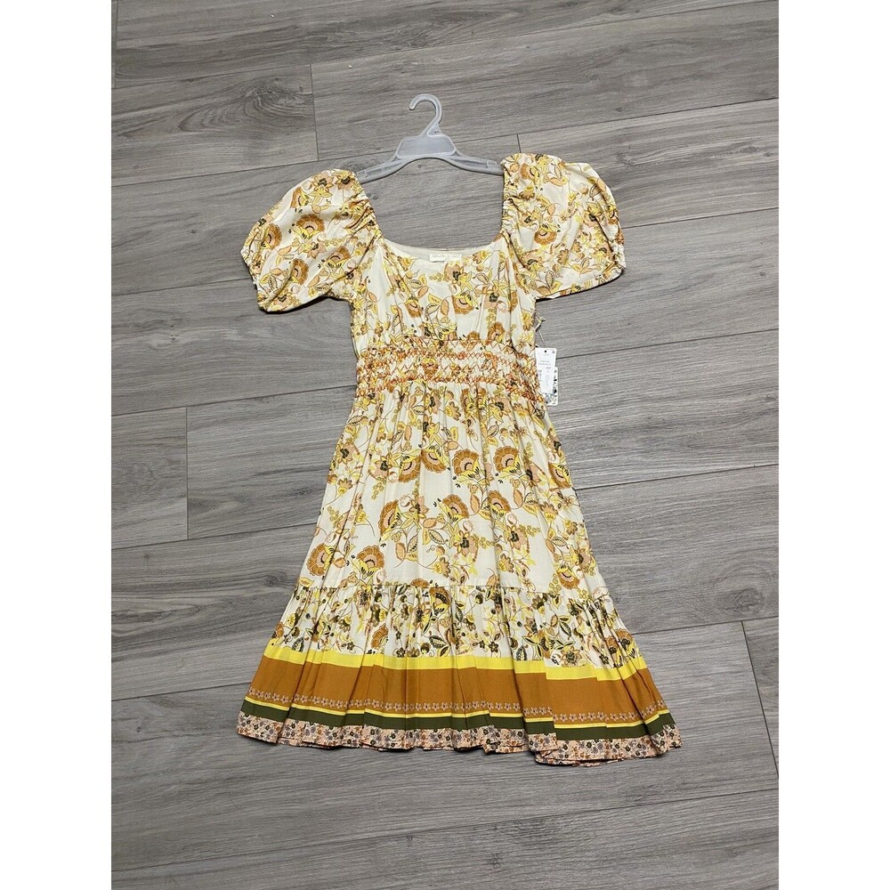 Chelsea and Violet Peasant Mini Dress Yellow Girls Size Large Dress NWT